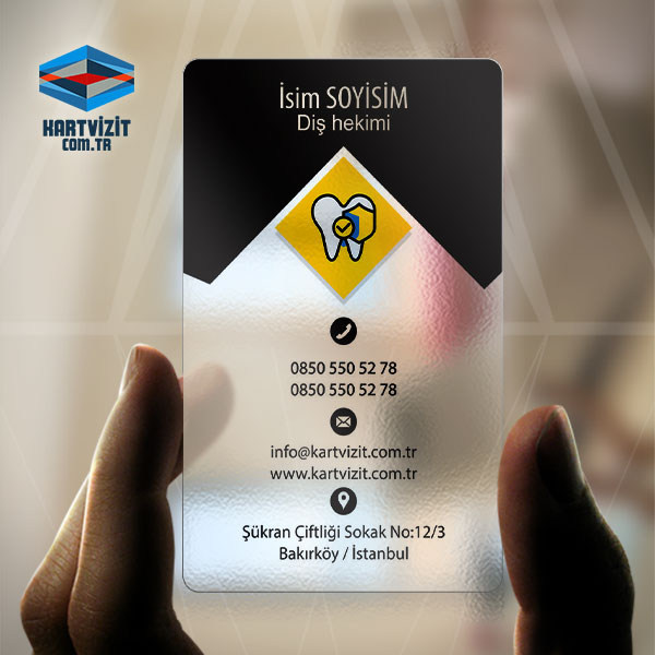 Şeffaf Kartvizit Diş Hekimi Ucuz