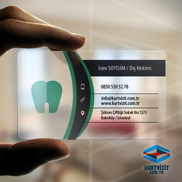 Şeffaf Kartvizit Diş Hekimi Yeşil Dr
