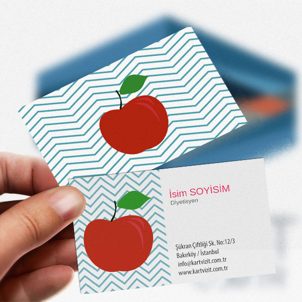 Kırmızı Elma Resimli Beslenme Uzmanı Kartvizit