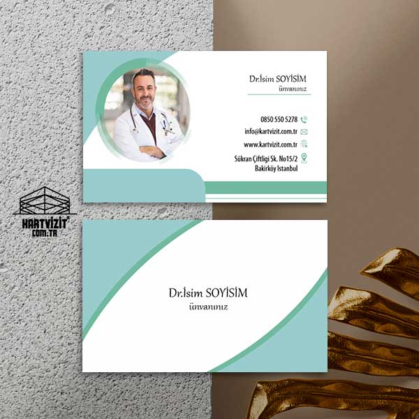 Resimli Turkuaz Doktor Kartvizit