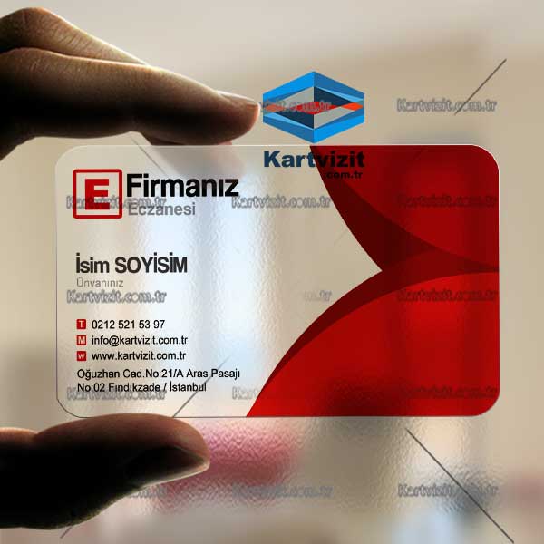 Şeffaf Eczane Kartvizit Oval Desenli
