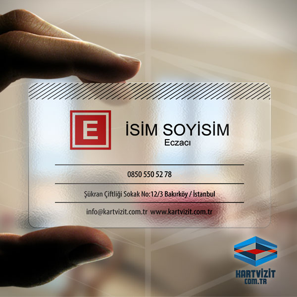 Şeffaf Eczane Kartvizit Gri Desen