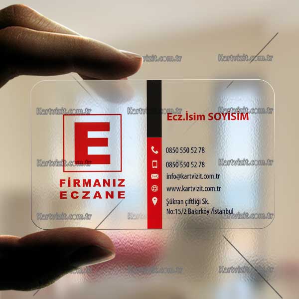Eczane Kartvizit Şeffaf Soft