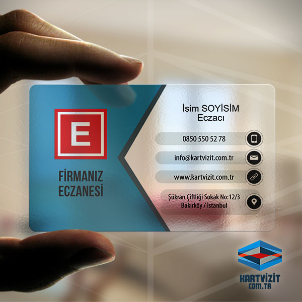 Eczane Kartvizit Şeffaf Sadelik