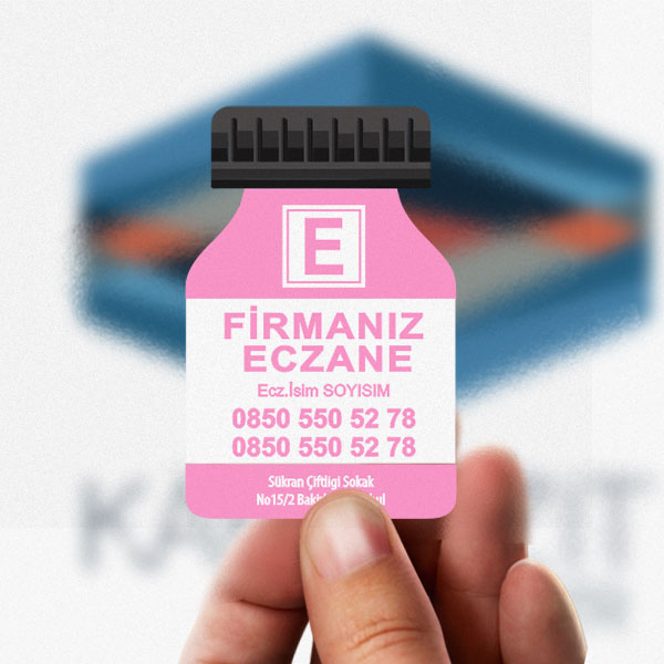 Pembe Özel Kesim İlaç Şişesi Formunda Eczane Magnet