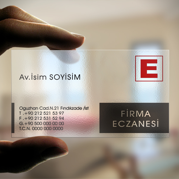 Eczane Kartvizit Şeffaf Sade