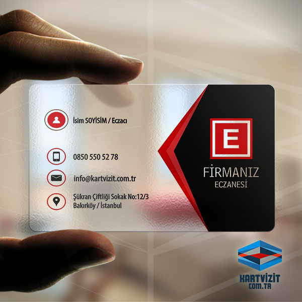 Eczane Kartvizit Şeffaf Siyah Efek