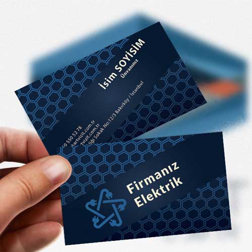 Mavi Beyaz Kurumsal Enerji Sistemleri Kartvizit Modeli