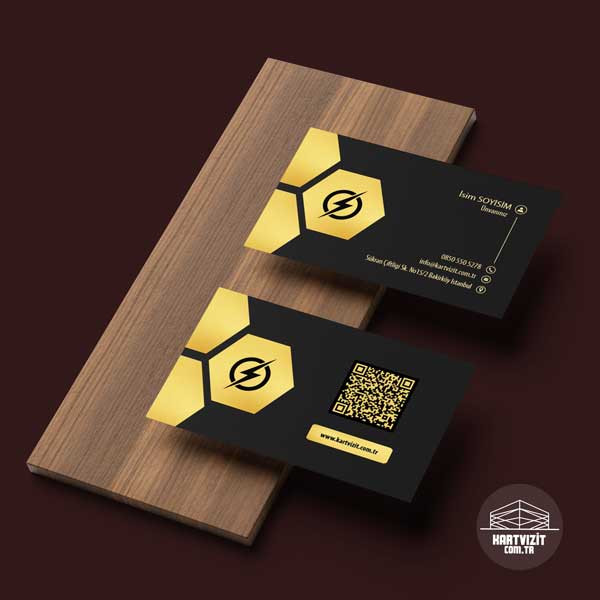 Altın Sarısı Kavisli Kurumsal Elektrikçi Kartvizit