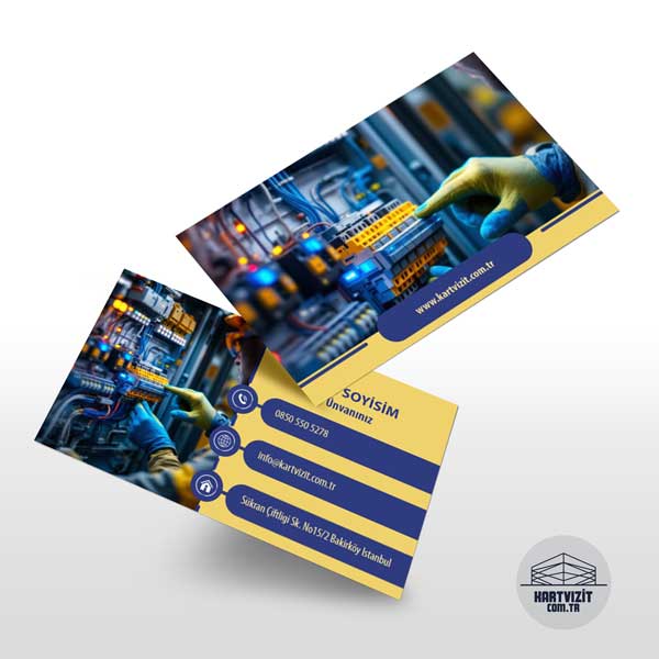 Kablo Görselli Profesyonel Elektrik Tekniker Kartviziti