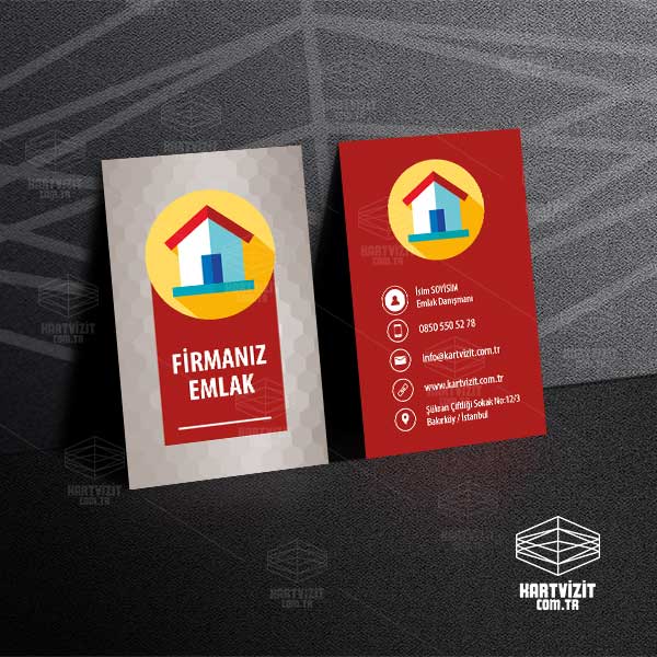 Emlak Kartvizit Dik Tasarım