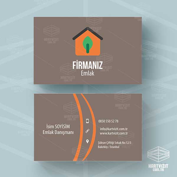 Emlak Kartvizit kahve zeminli