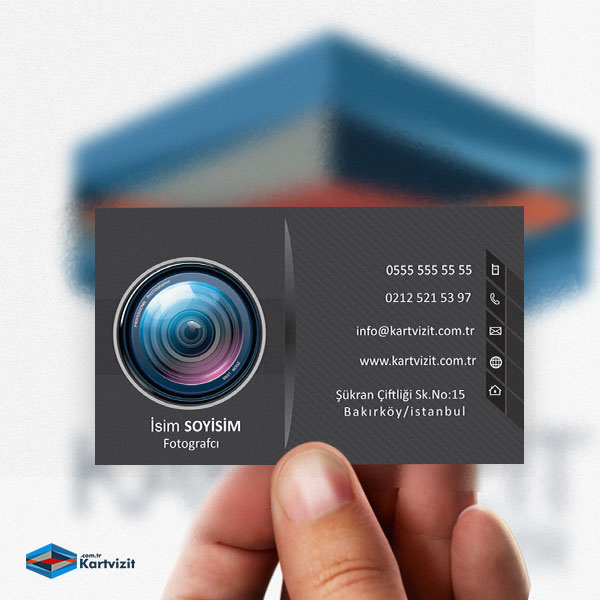 Siyah Zeminli Mercek Desenli Kurumsal Kartvizit