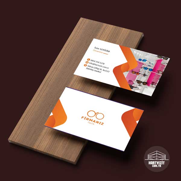 Turuncu Şeritli Şık Optik Mağaza Kartvizit