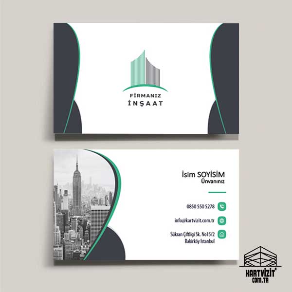 Siyah Yeşil İnşaat Kartvizit
