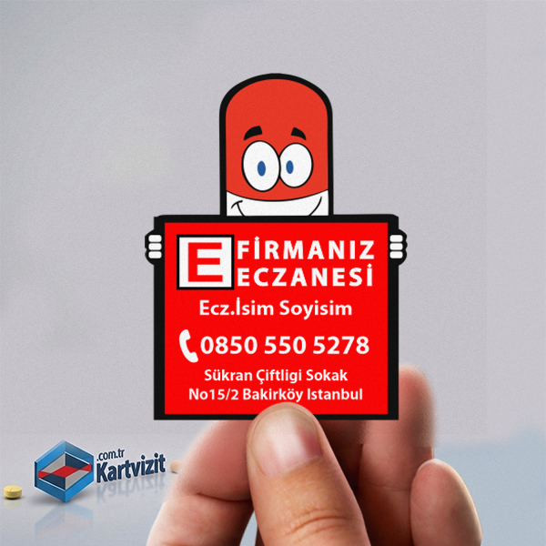 Kapsül Karakterli Özel Kesim Kırmızı Eczane Magnet
