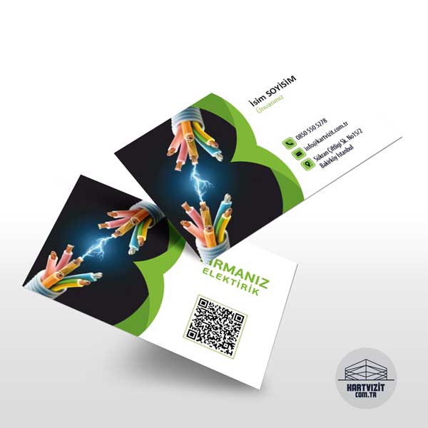 Yeşil Siyah Elektrikçi Kartvizit