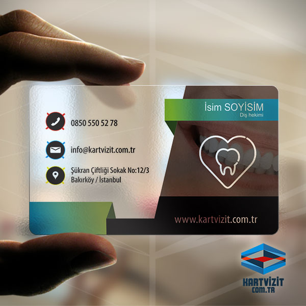 Şeffaf Kartvizit Diş Hekimi Yeşil