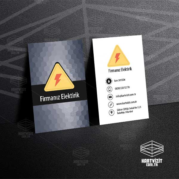 Dikey Formlu Enerji Sistemleri ve Arıza Servisi Kartvizit Modeli