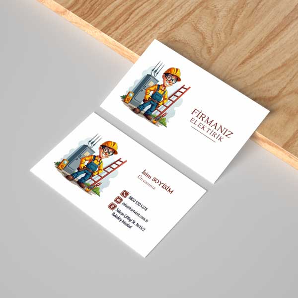 İllüstrasyonlu Profesyonel Elektrik Tekniker Kartvizit