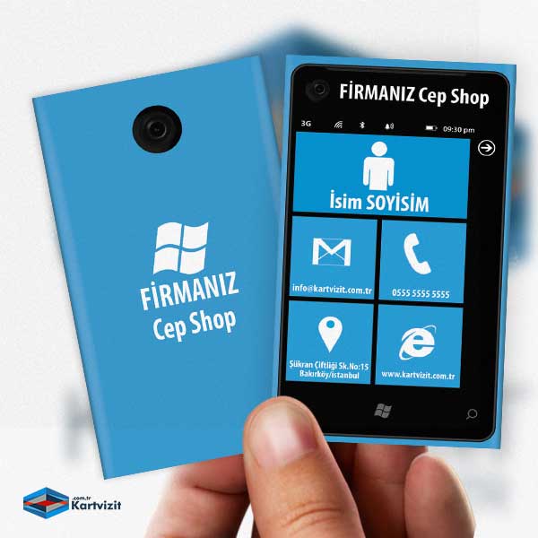 windows Desenli Telefoncu Kartvizit Modelleri