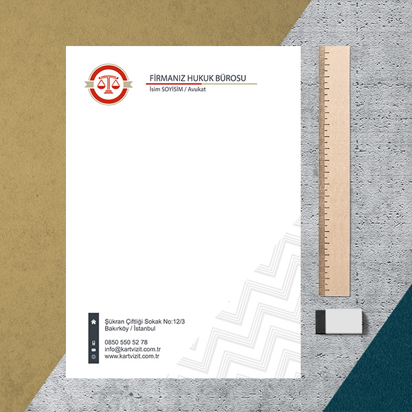 Kırmızı Avukat Logo Antetli Kağıt