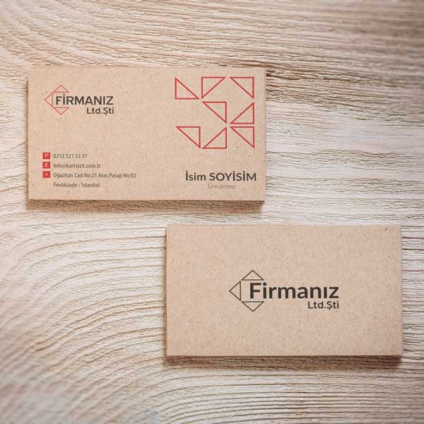 Kırmızı Kraft Kartvizit Modern Desen Modeli