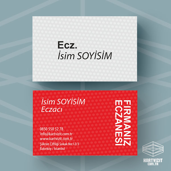 Eczane Kartvizit Siyah Kırmızı E Logo