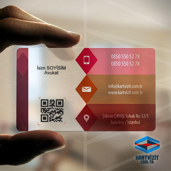 Kırmızı Şeffaf Kartvizit Prizma