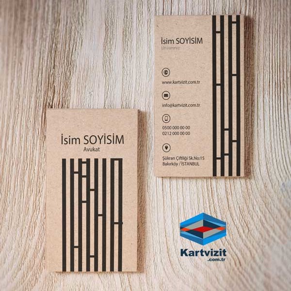 Kraft Kartvizit Siyah Renkler Desenler Modern 