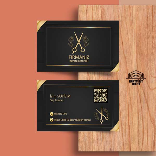 Yeni Nesil Siyah Mat Kuaför Kartvizit Basımı