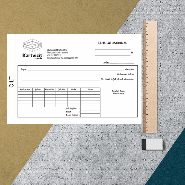 Kurumsal Tahsilat Makbuzu Tek Renk