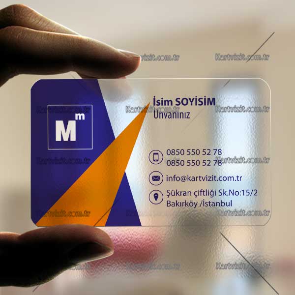Muhasebeci Şeffaf Kartvizit Lacivert Turuncu