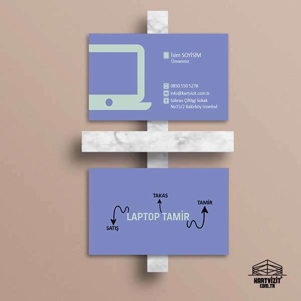 Neon Mor Laptop Kartvizit