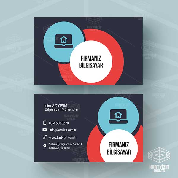 Siyah Kırmızı Mavi Bilgisayar Kartvizit