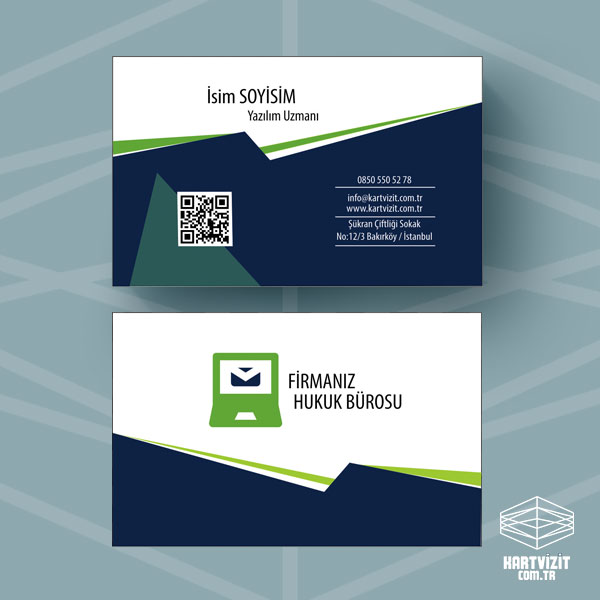 Bilgisayar Turkuaz Yazılımcı Kartviziti QR Kodlu 