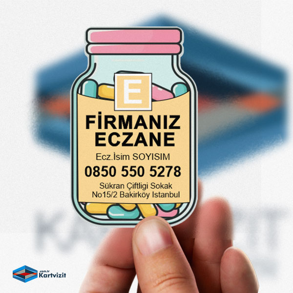 Renkli Hap ve Kapsül Çizimli Eczacı Magnet