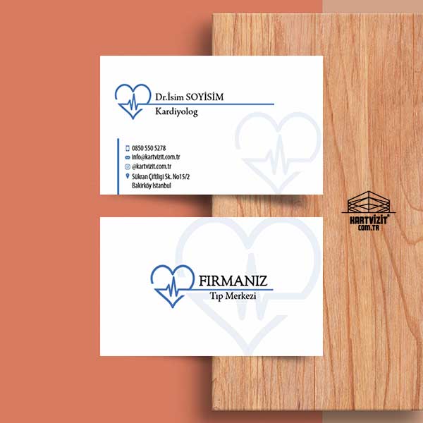 Kardiyologlar İçin Özel Tasarım Mavi Doktor Kartvizit