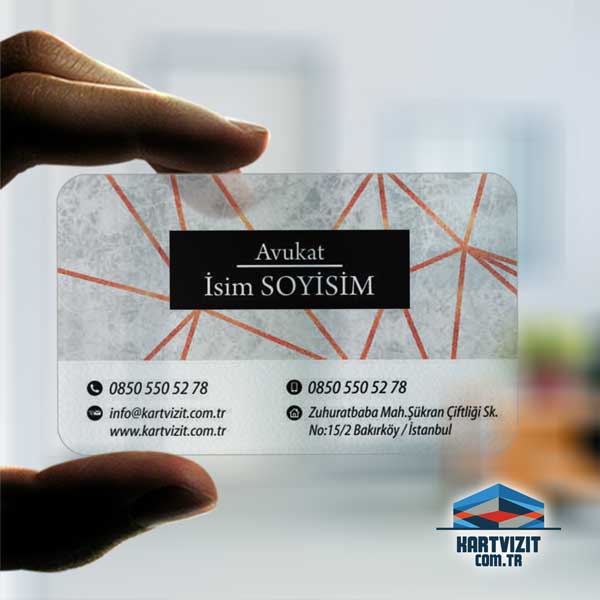 Şeffaf Avukat Kartvizit Çizgili Mermer