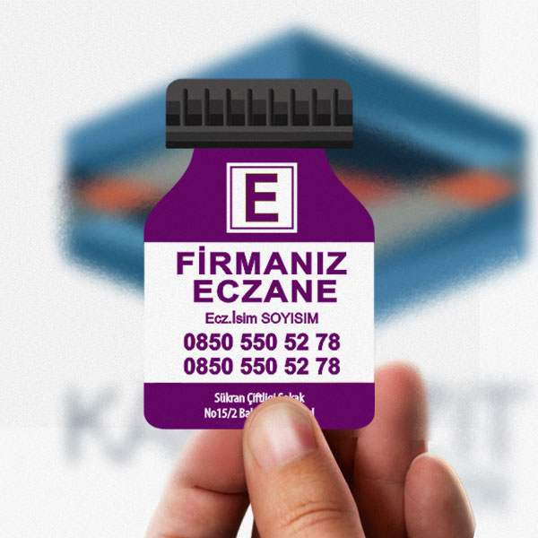 Koyu Mor Özel Kesim İlaç Şişesi Eczane Tanıtım Magnet
