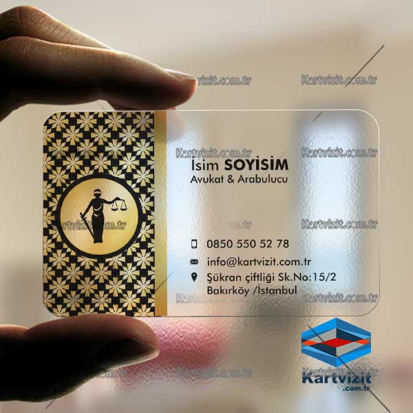 Şeffaf kartvizit Motif şık prestij