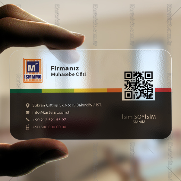 Şeffaf Kartvizit muhasebe Desenli