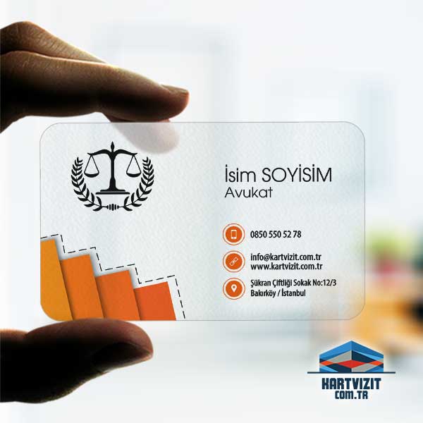 Şeffaf Avukat Kartvizit Turuncu Hukuk 