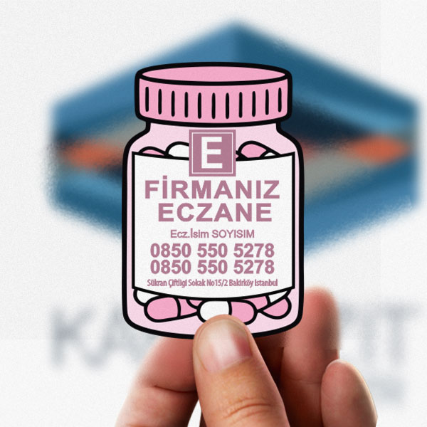 Pembe Renkli İlaç Şişesi Özel Kesim Eczane Magnet 