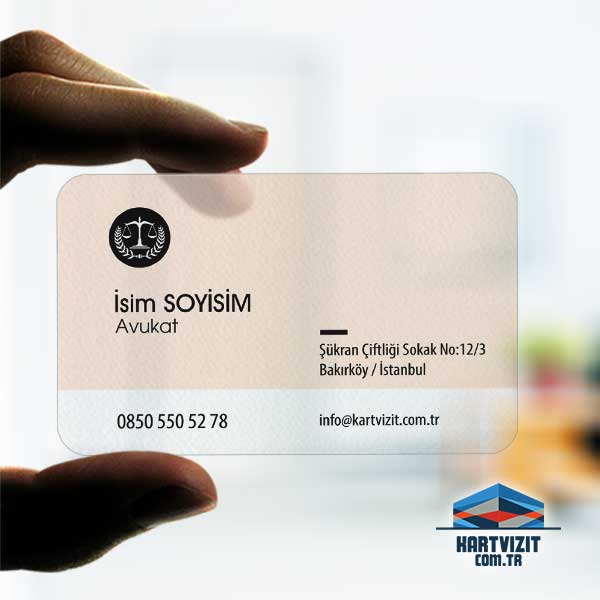 Şeffaf kartvizit avukat özgün tasarım