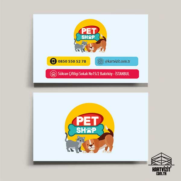 Çok Renkli Petshop Kartvizit Örneği