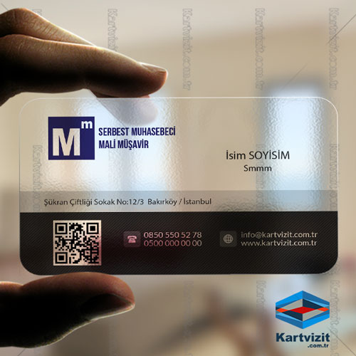 Yeni Nesil QR Kodlu Şeffaf Kartvizit Muhasebe PVC 