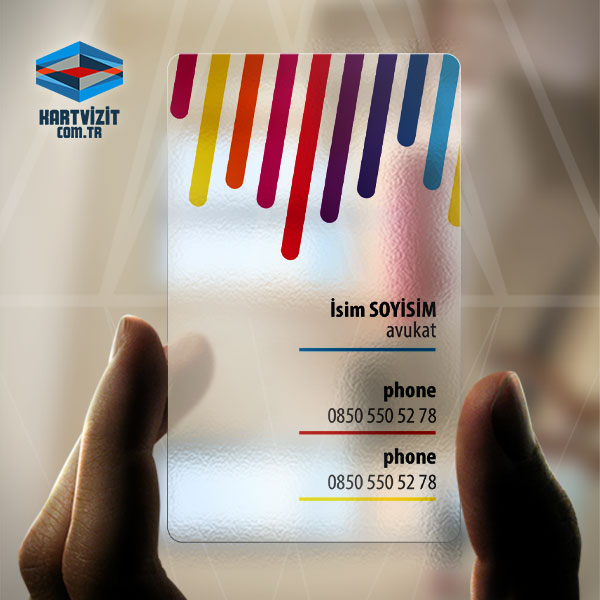 Şeffaf Avukat Kartvizit Renkli Çizgili