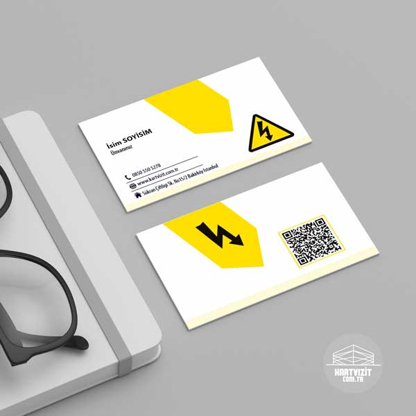 Canlı Sarı Baskı Elektrik Kartvizit Modeli