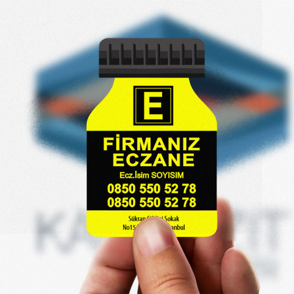 Sarı ve Siyah Özel Kesim İlaç Şişesi Eczane Magnet